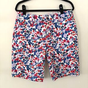 Lands' End Floral‎ Print Mid Rise Shorts Size 12 Colorful Cotton Blend Cottage